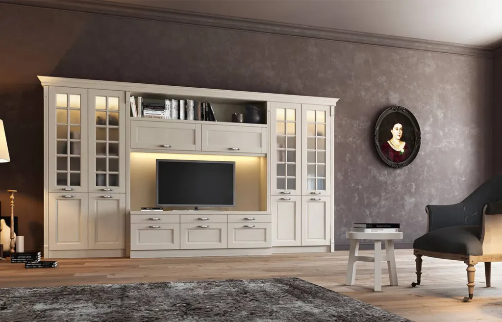 Vente et installation à Six Fours dans le Var d'un living italien avec espace télé haut de gamme