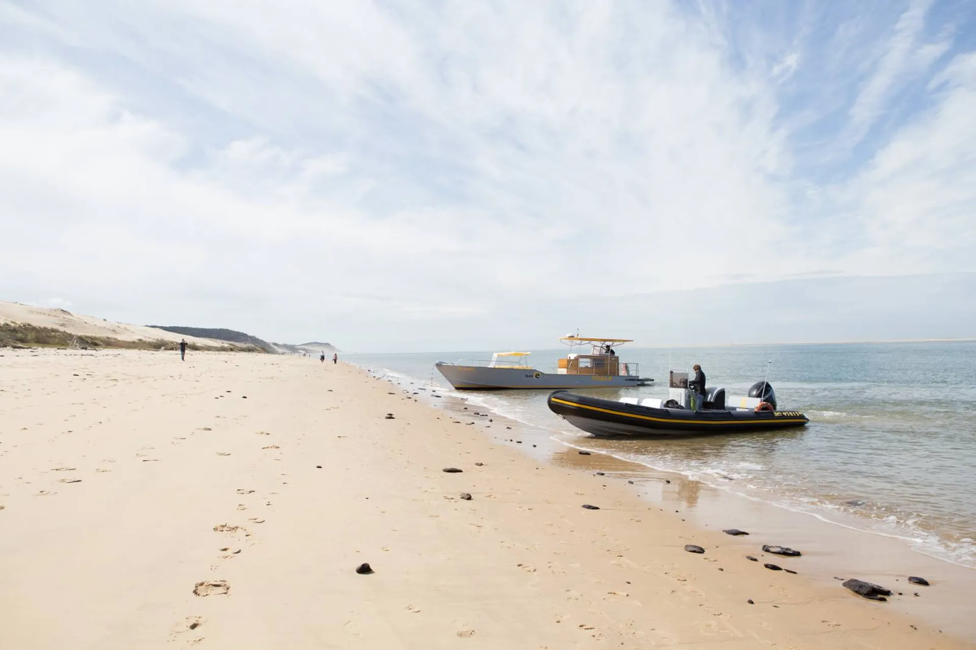Escale dune du pilat  en bateau taxi pour rejoindre l'hotel haaitza