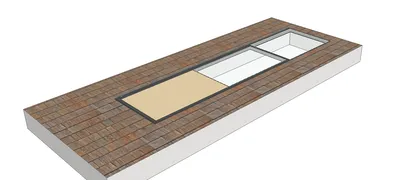 Trappe vitrée motorisée avec remplissage verre et carrelage + partie fixe