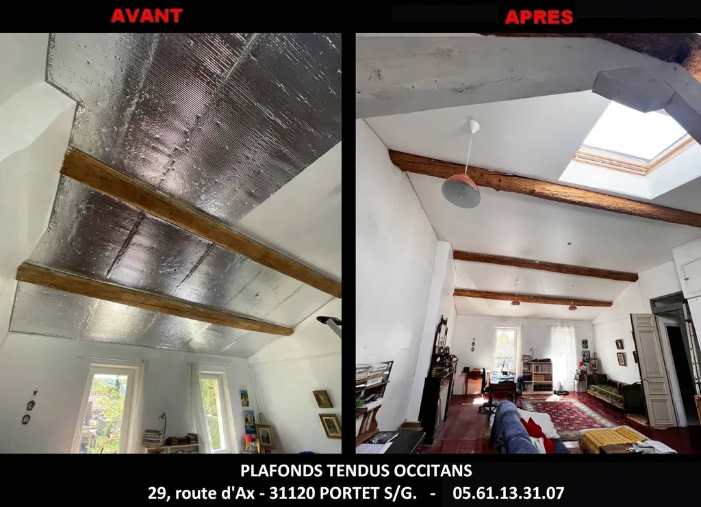 AVANT / APRES - Plafonds Tendus Occitans Toulouse - Chantier Carcassonne