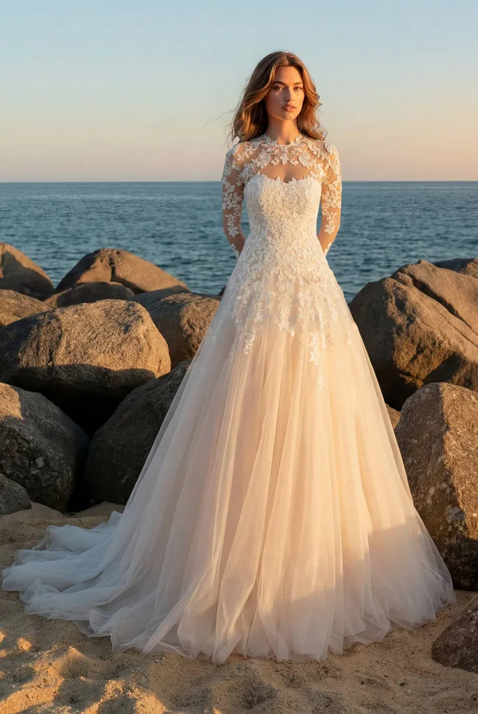 Robe de mariée princesse bohème chic en tulle et dentelle à Marseille