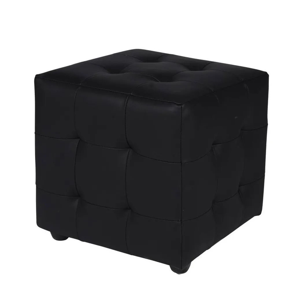 Location pouf carré cuir noir pour salon à Lyon