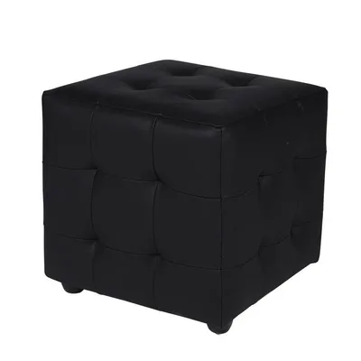 Location pouf carré cuir noir pour salon à Lyon
