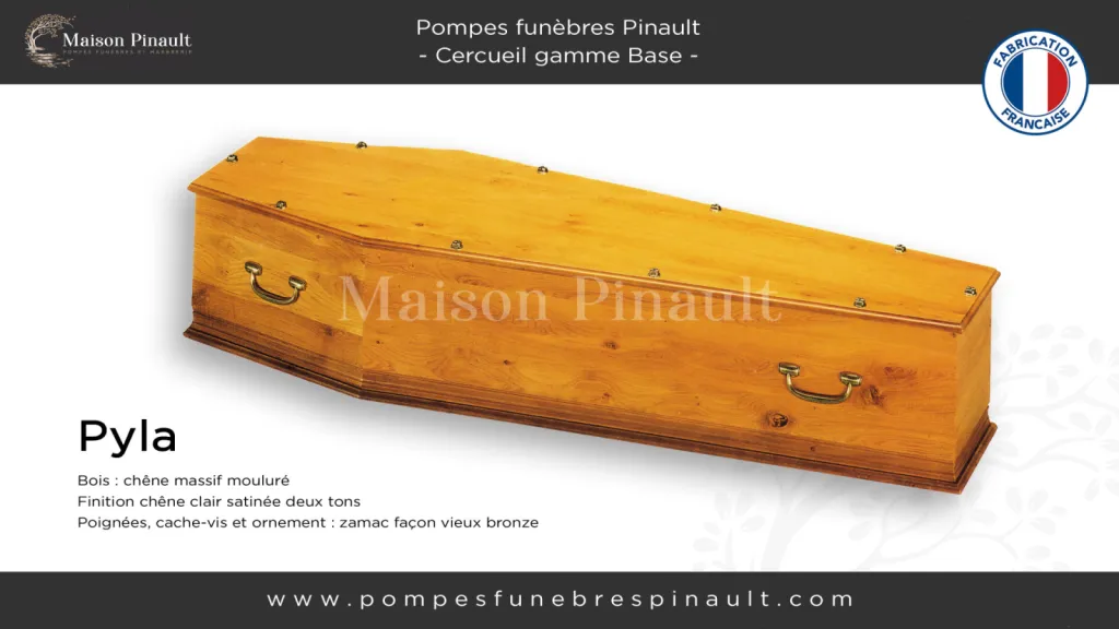 cercueil Pyla gamme base forme parisienne simple sobre chêne clair 2 tons  Pompes funèbres Pinault