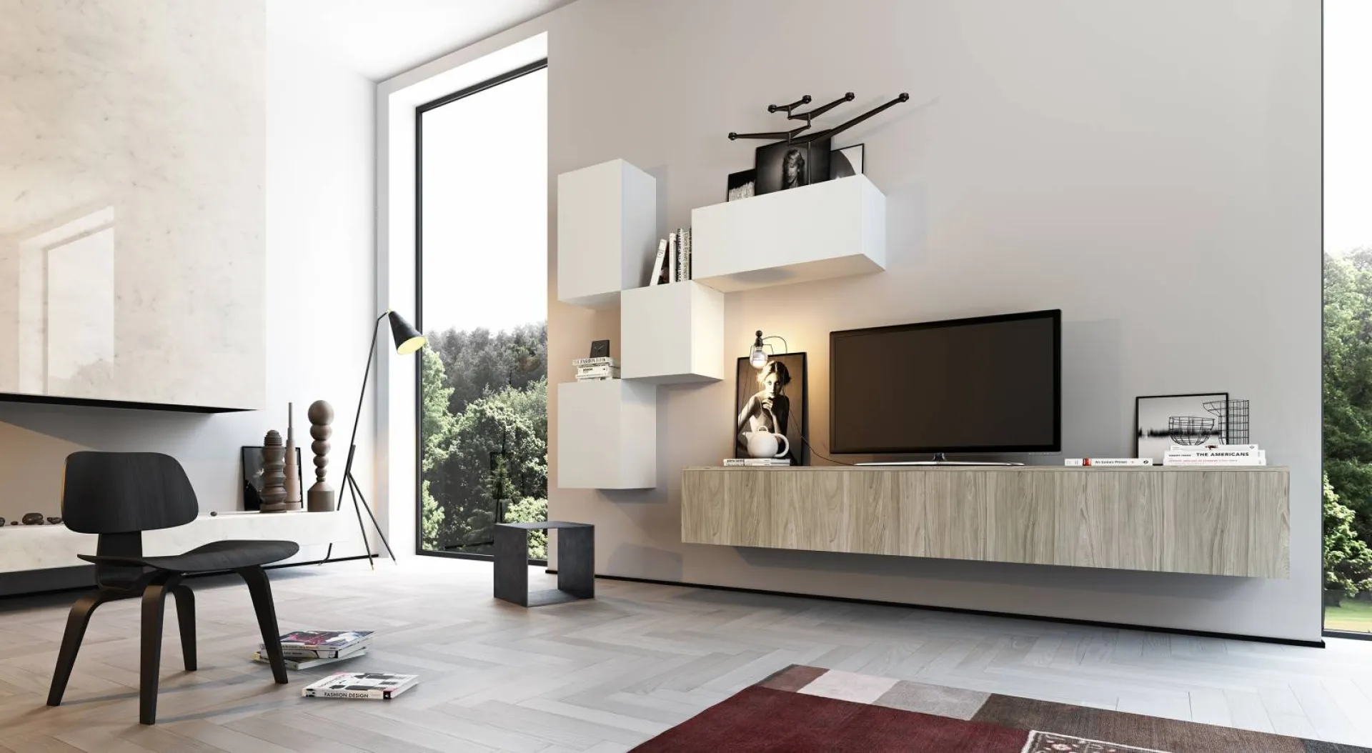 Espace living gamme contemporaine avec installation sur mesure à Bandol dans le 83