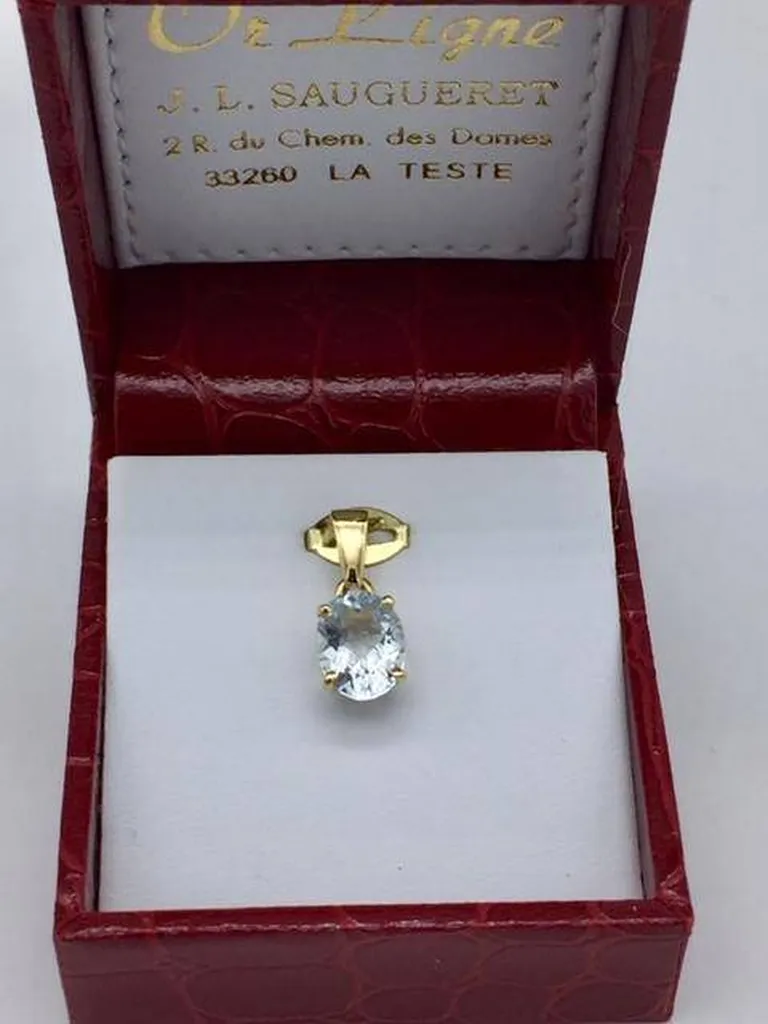 Pendentif or 750/1000ème et aigue marine ovale occasion Or Ligne La Teste Bassin d'Arcachon