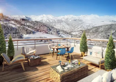 Appartement T3 avec terrasse et casier de ski chauffé, une cave et un garage au cœur de la station de Plagne Centre