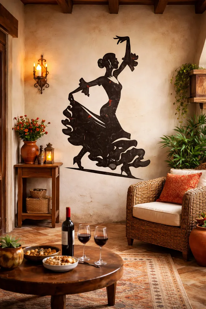 Décoration murale silhouette danseuse flamenco en métal – Fabrication artisanale à Villeneuve-de-Rivière (31, Occitanie) – Livraison partout en France et pose dans le Sud-Ouest