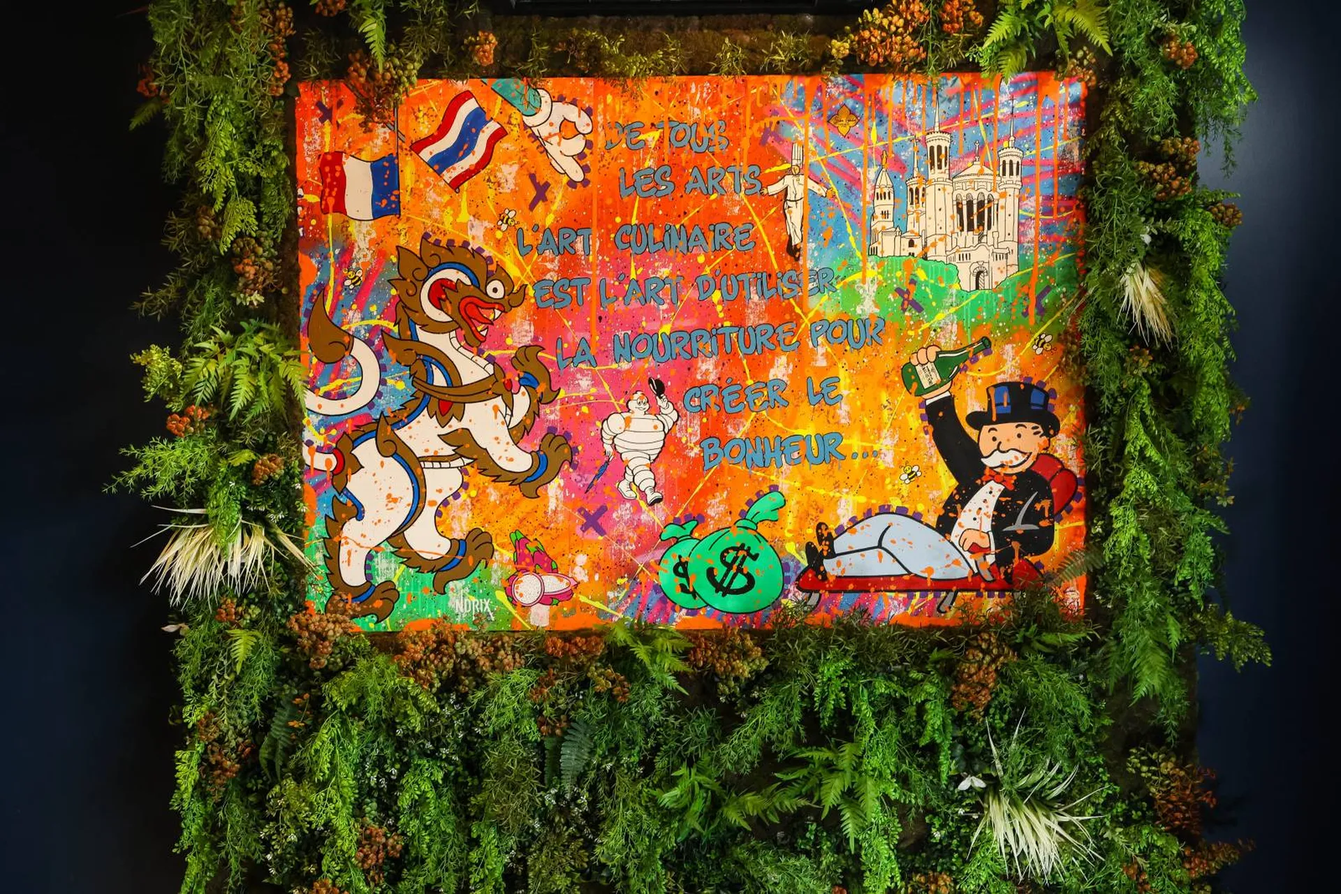 Mur vegetal avec tableau intégre à lyon 