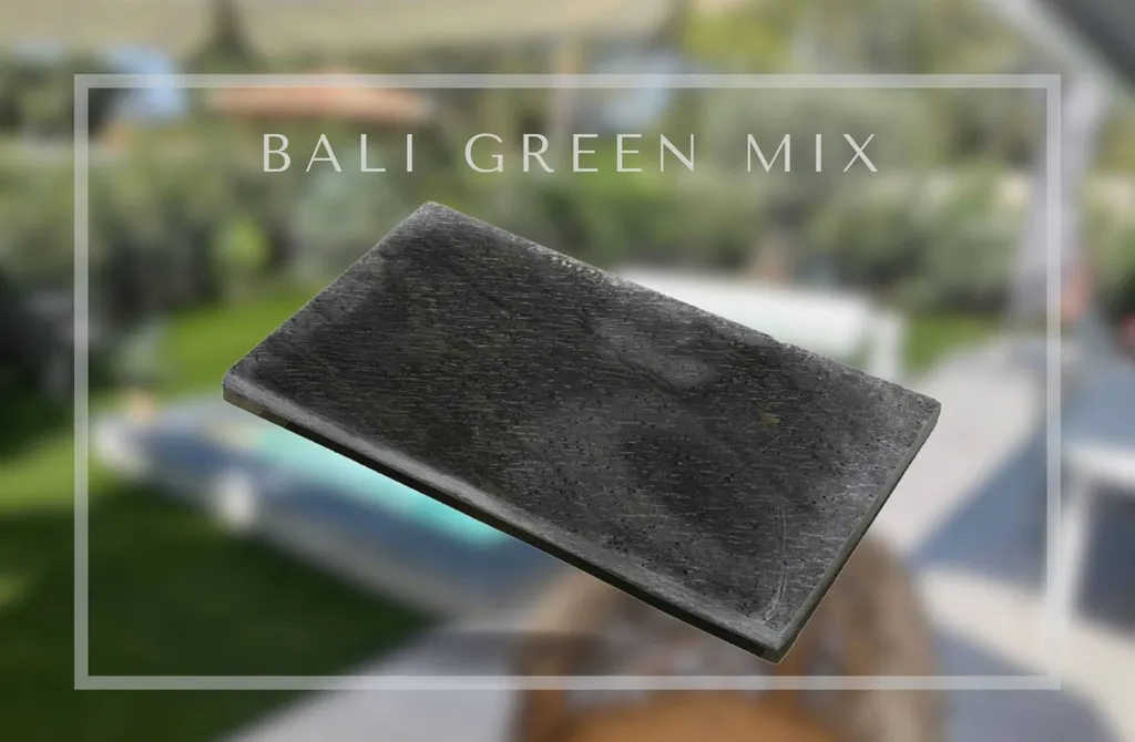 margelle en pierre pour piscine Bali Green mix