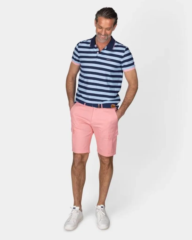 Polo bleu rayé avec détails roses NZA Urban Chic à Dieppe et Rouen 76