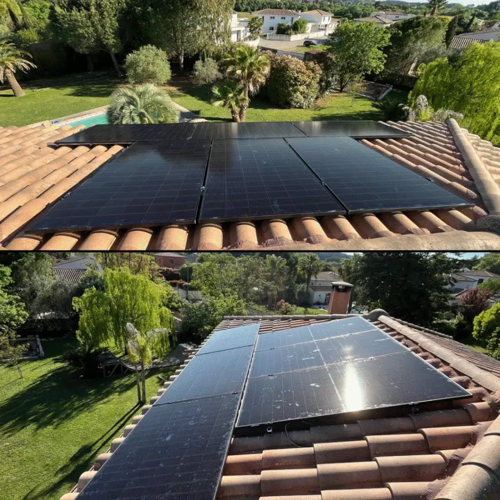 Installation de panneaux photovoltaïques (6kWc) avec système de batterie virtuelle dans la région Provence-Alpes-Côte d’Azur.