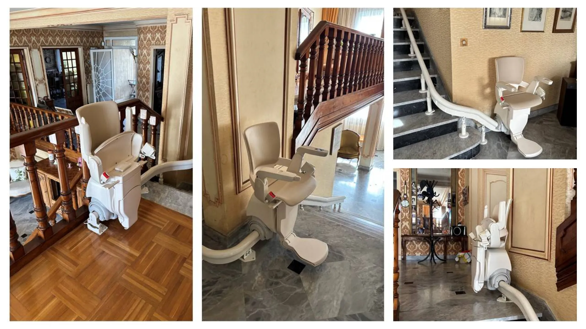 le fauteuil monte escalier OTOLIFT Smart installé pour accéder aux pièces de vie se fond dans son environnement à Marseille