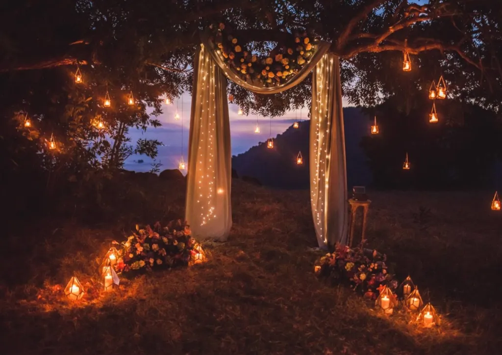 La décoration de votre cérémonie laïque sous un ciel étoilée par votre Wedding Planner
