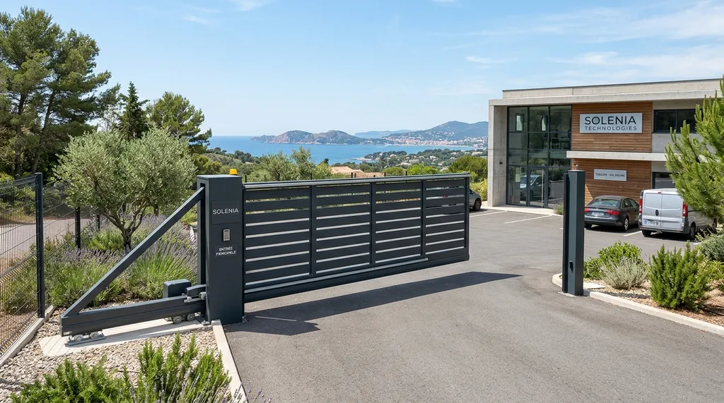 Devis pour la création d'un portail autoportant sans rail à Toulon vers Six-Fours-les-Plages : fermeture contemporaine pour espaces professionnels