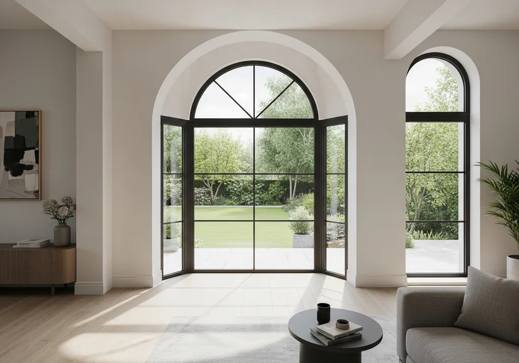 Création d’une baie cintrée exceptionnelle pour illuminer un espace moderne avec élégance artisanale et confort optimal durable