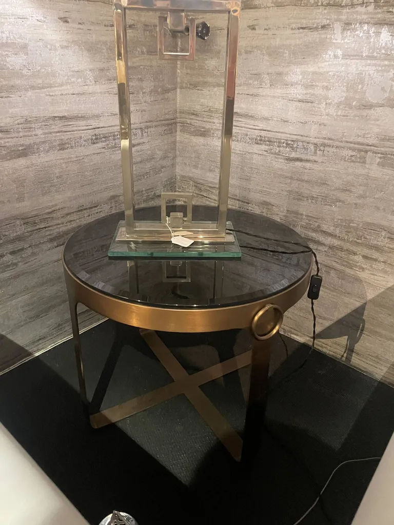 Table de salon plateau verre noir