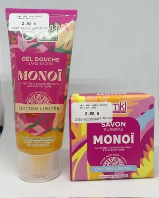 Mkl gel douche liquide et solide monoi édition limitée a la pharmacie du petit Bosquet 13012 à marseille