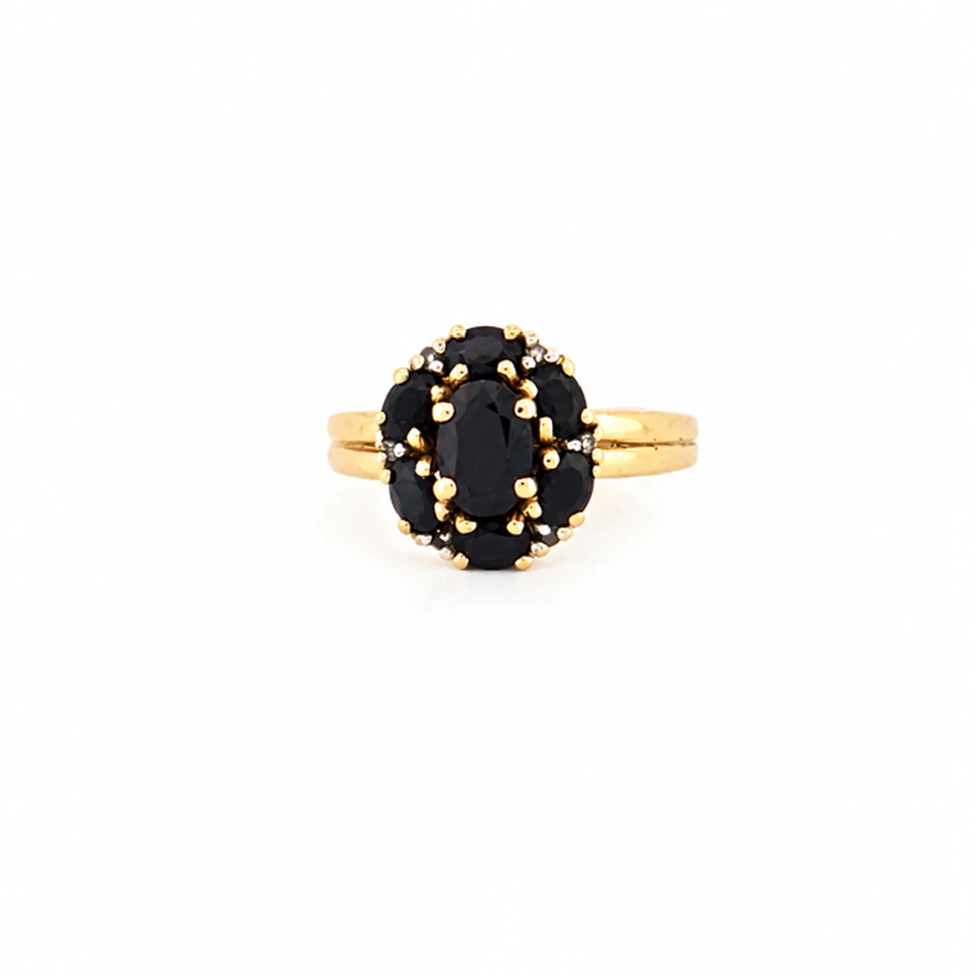 Bijouterie Or Ligne à La Teste-de-Buch : bague or jaune saphirs ovales et diamants