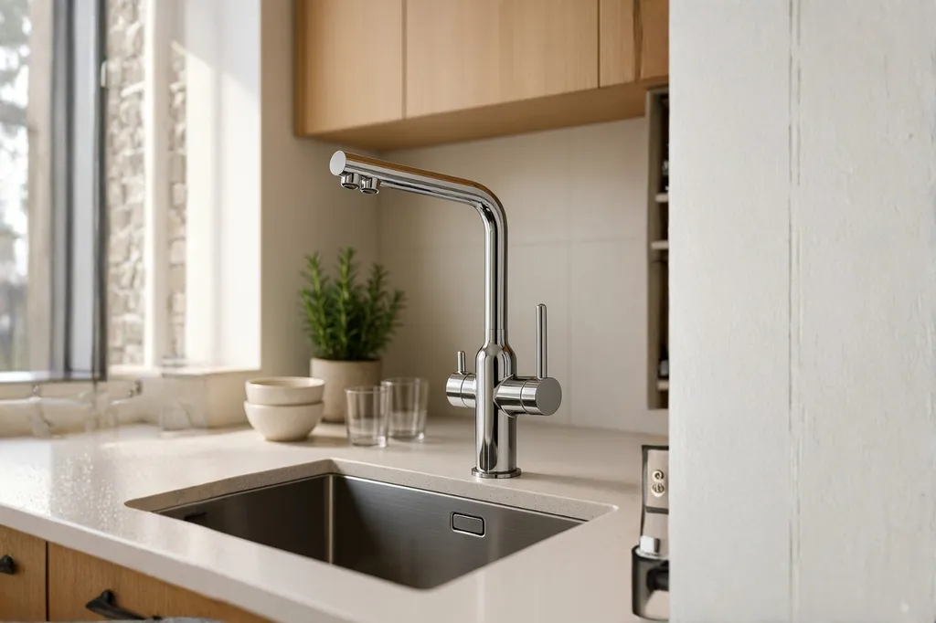 Robinet ultrafiltrant dans une cuisine aménagée
