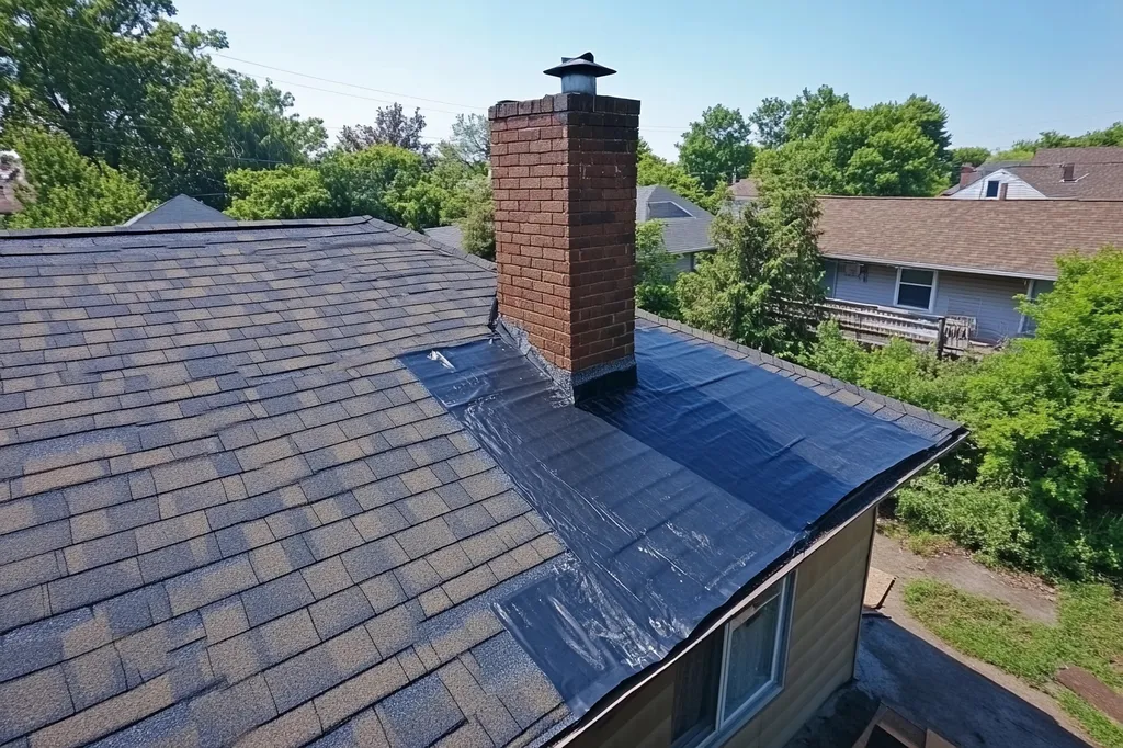 Pose de bâche toiture 7j/7 après sinistre à Saint-Germain-en-Laye pour une protection immédiate des toits zinc et chéneaux encaissés