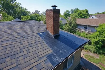 Pose de bâche toiture 7j/7 après sinistre à Saint-Germain-en-Laye pour une protection immédiate des toits zinc et chéneaux encaissés