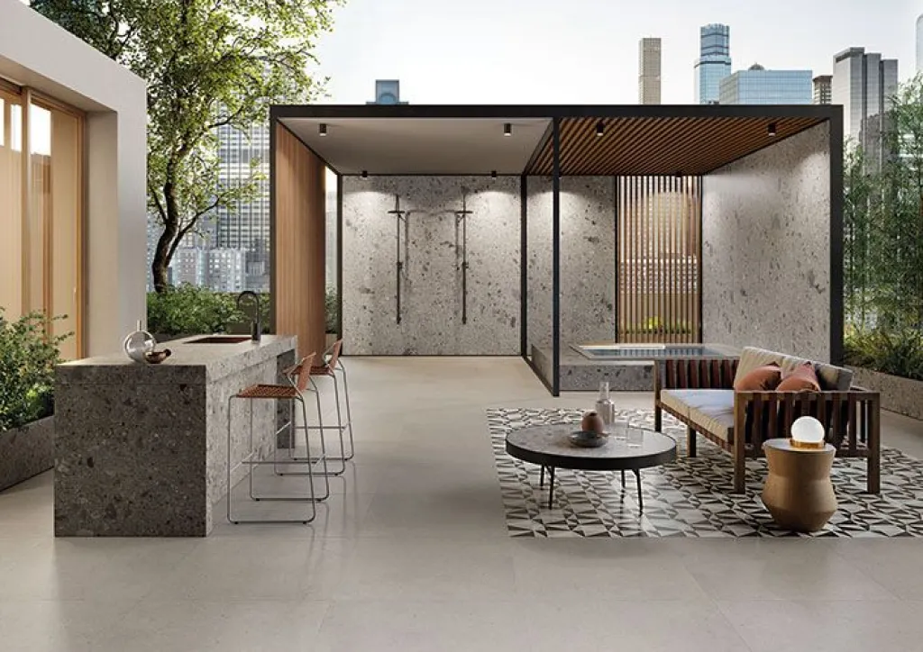 Les architectes de Rouen combinent Silver Grain Taupe et Ceppo Grey pour créer des contrastes subtils dans les espaces professionnels.