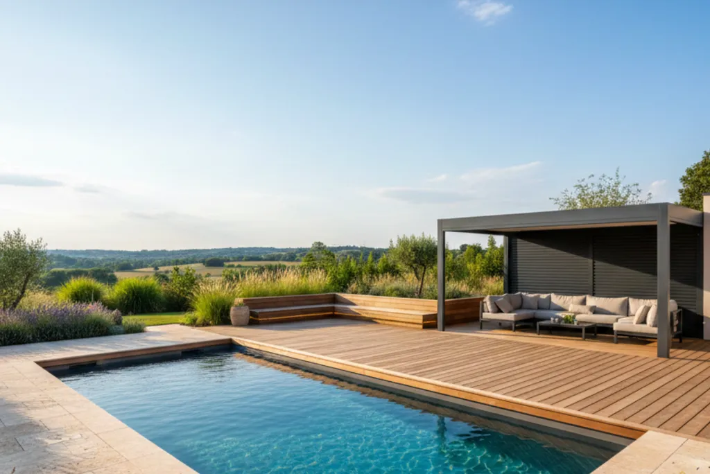entreprise pour aménagement de jardin avec piscine et terrasse bois à Venerque 31810 