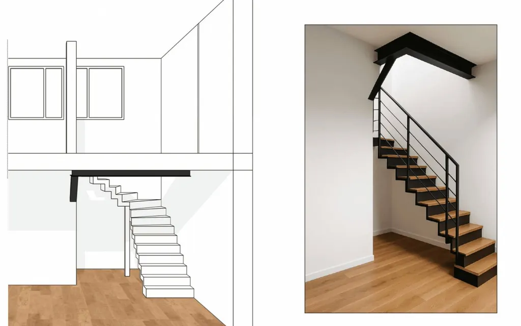 Projet d’escalier intérieur : création trémie et renfort métallique IPE/HEA dans un appartement à Marseille