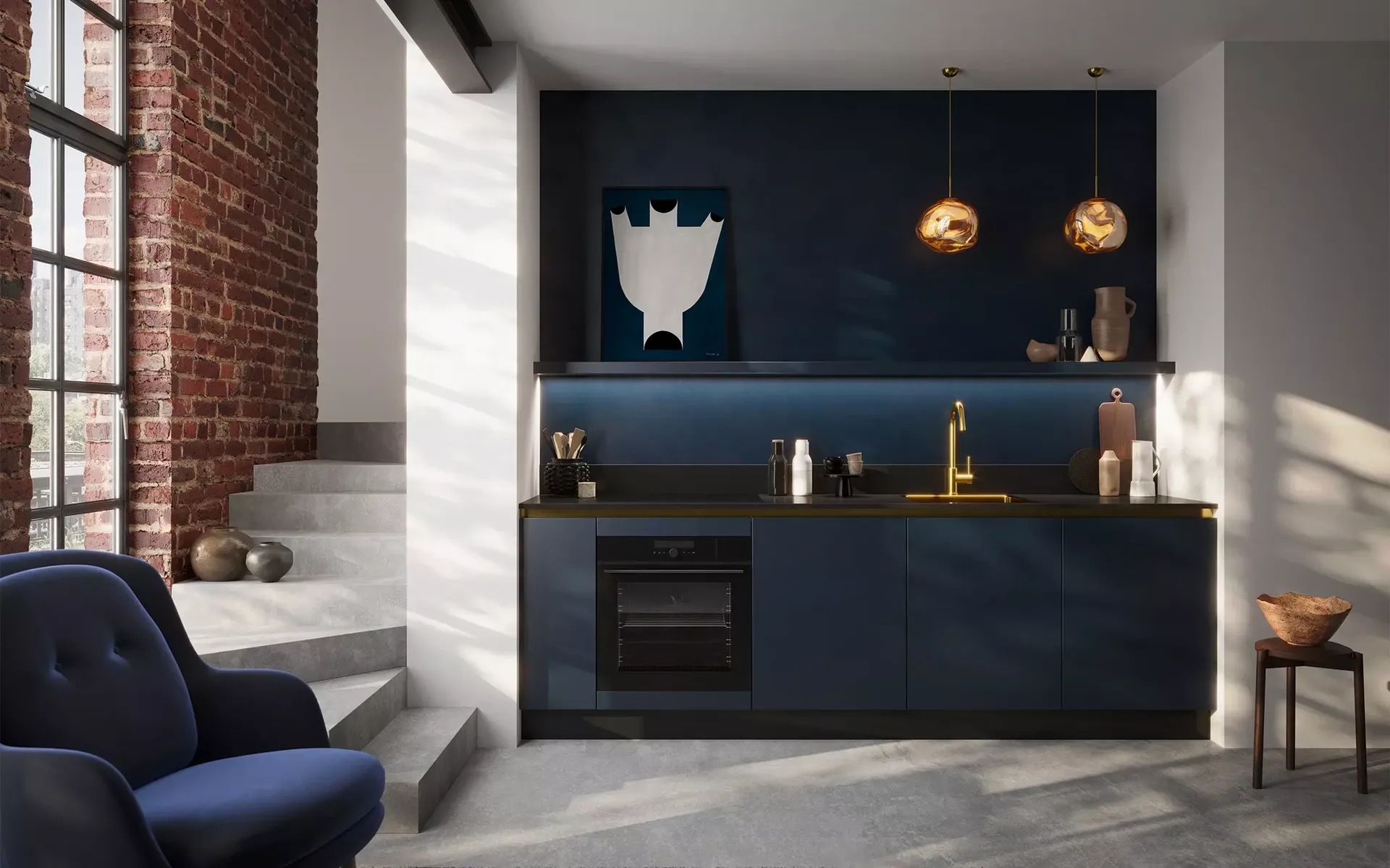 Cuisine minimaliste pour un mur de 2,5m de large à Toulouse en Haute-Garonne