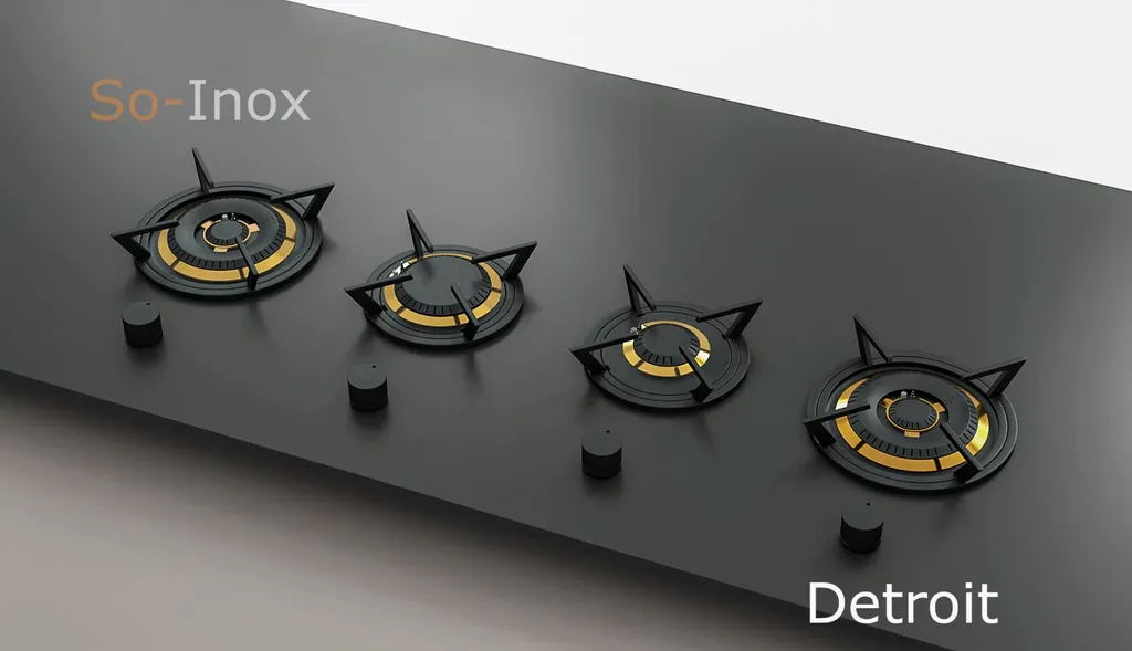 Brûleurs individuels DETROIT 4 feux dont 2 brûleurs wok (1,9 kW, 3,5 kW, 5,0 kW et 5,0 kW)