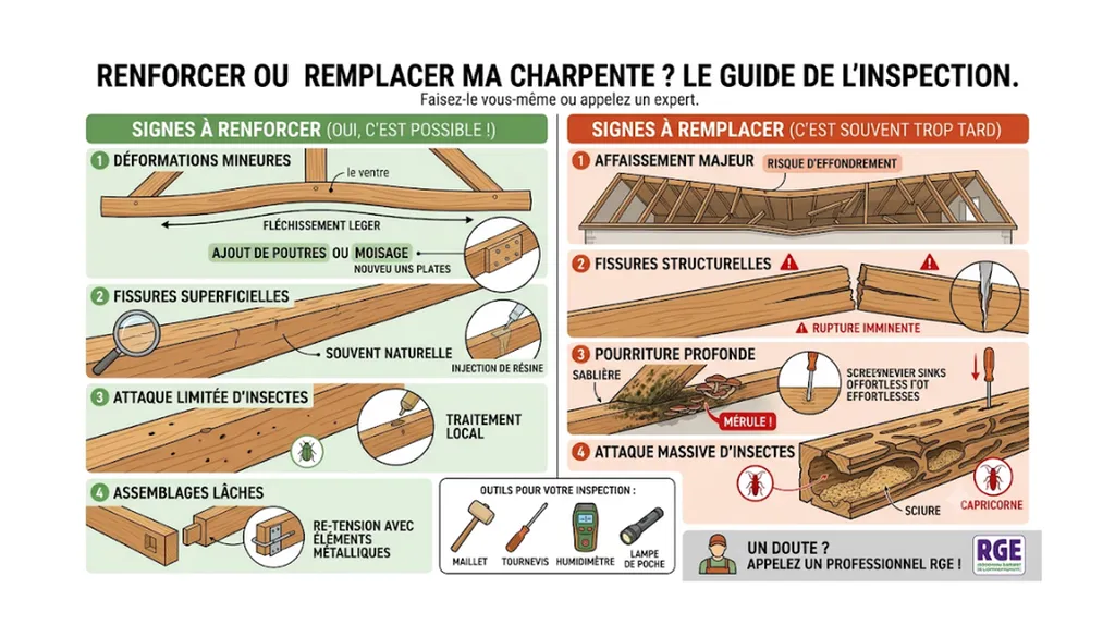 Comment savoir s’il faut renforcer ou remplacer sa charpente ?