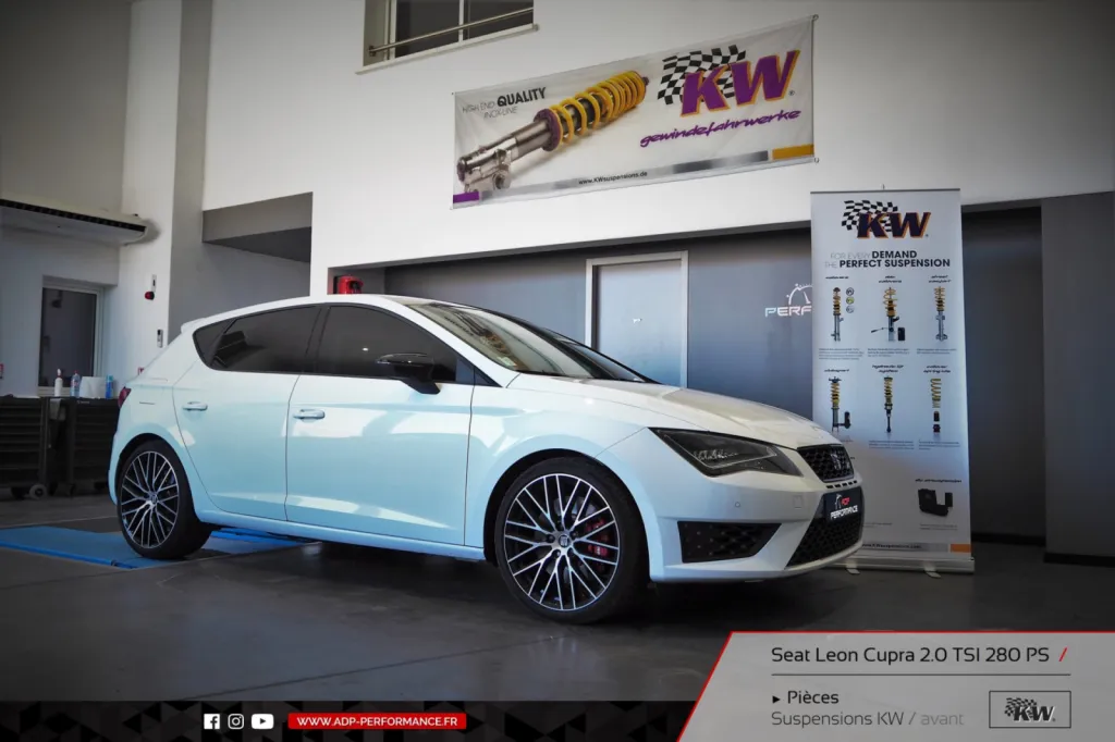 Reprogrammation moteur suspensions KW Seat Leon Cupra 2.0 TFSI 280cv - ADP Performance