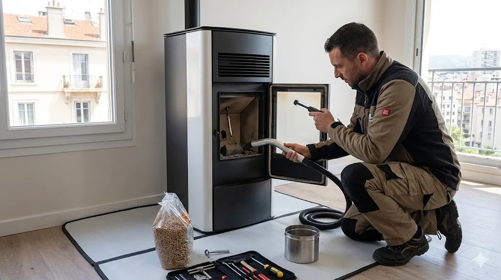 Maintenance technique complète d'un poêle à granulés automatisé à Garidech