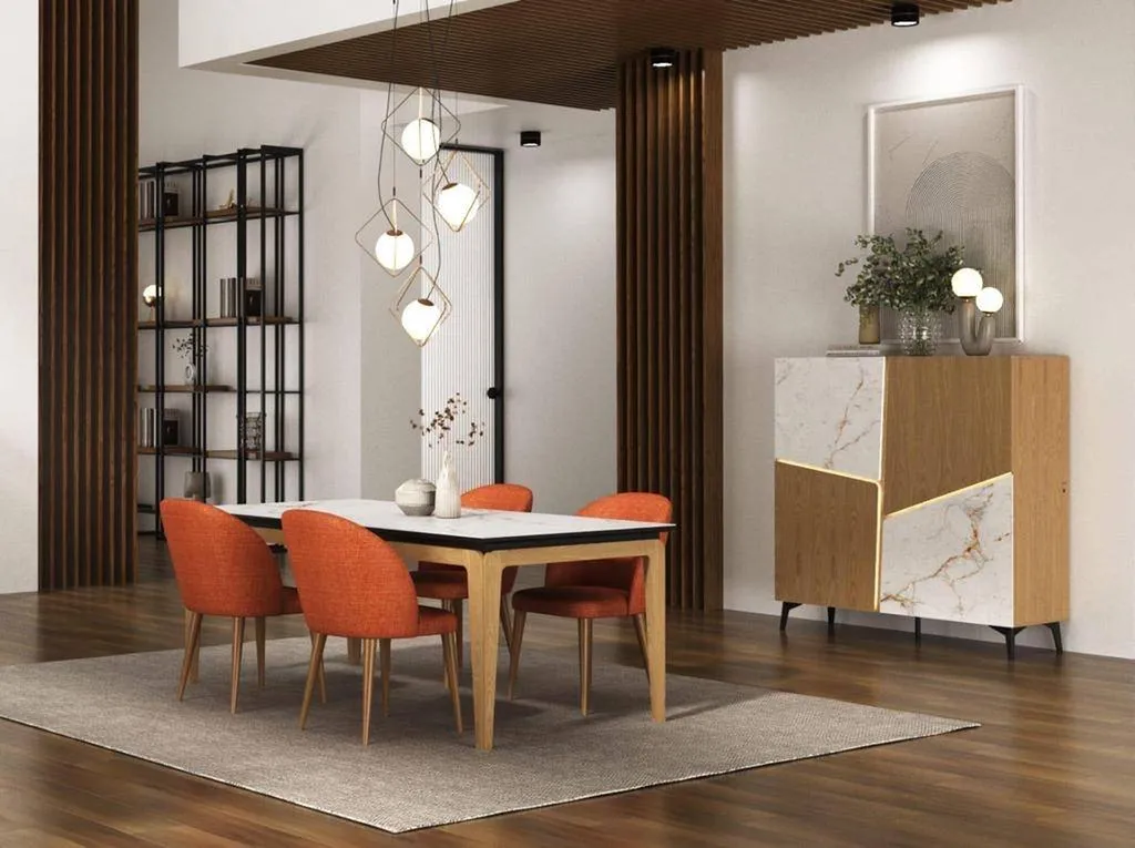 table à manger plateau céramique et bois marseille