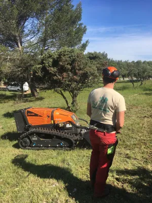 Débroussaillage pour nettoyer des jardins proche de maquis dans le Sud de la France