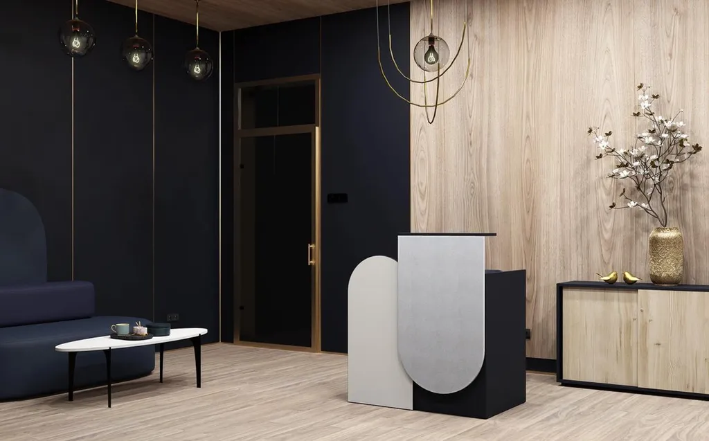 Banque d’accueil Vaero design ergonomique pour entreprises dans la région PACA bureaux modernes réception professionnelle solution personnalisée