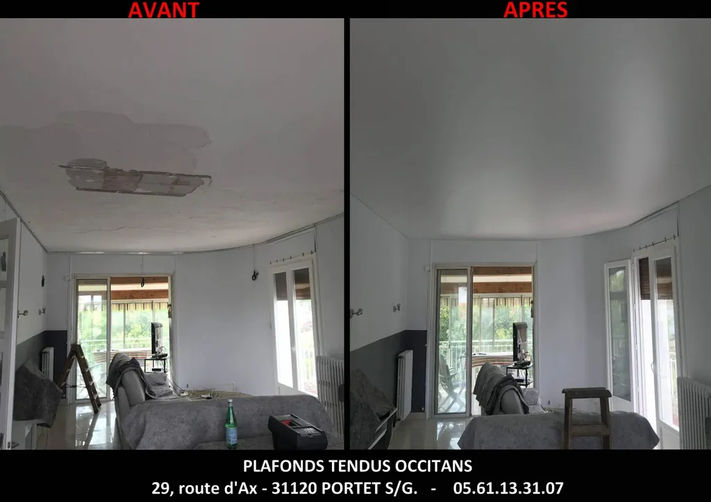 Rénover plafond plâtre abîmé : plafond tendu mat BARRISOL à Portet s/Garonne