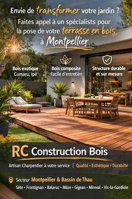 Terrasse en bois a Montpellier, Sète, Frontignan, Balaruc-les-Bains, Mèze, Gigean, Mireval et Vic-la-Gardiole.