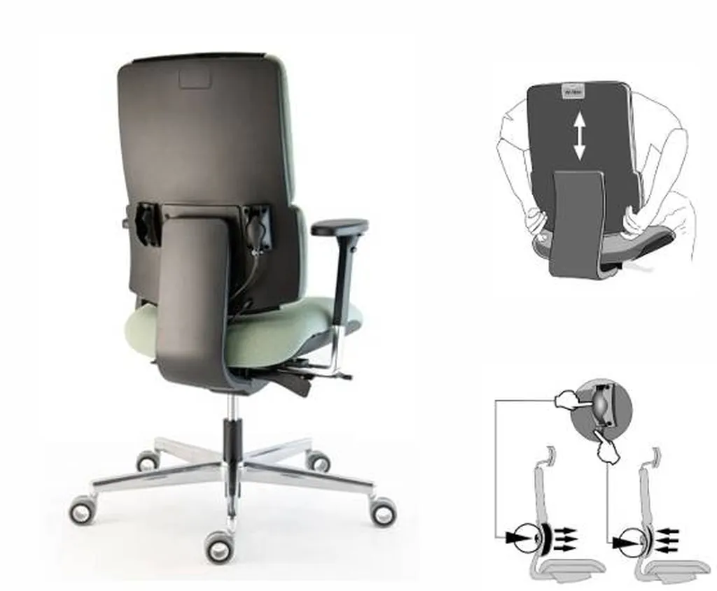 Réglage dossier du fauteuil ergonomique Wi Max Ergo avec pompe pour soutien lombaire à Montélimar