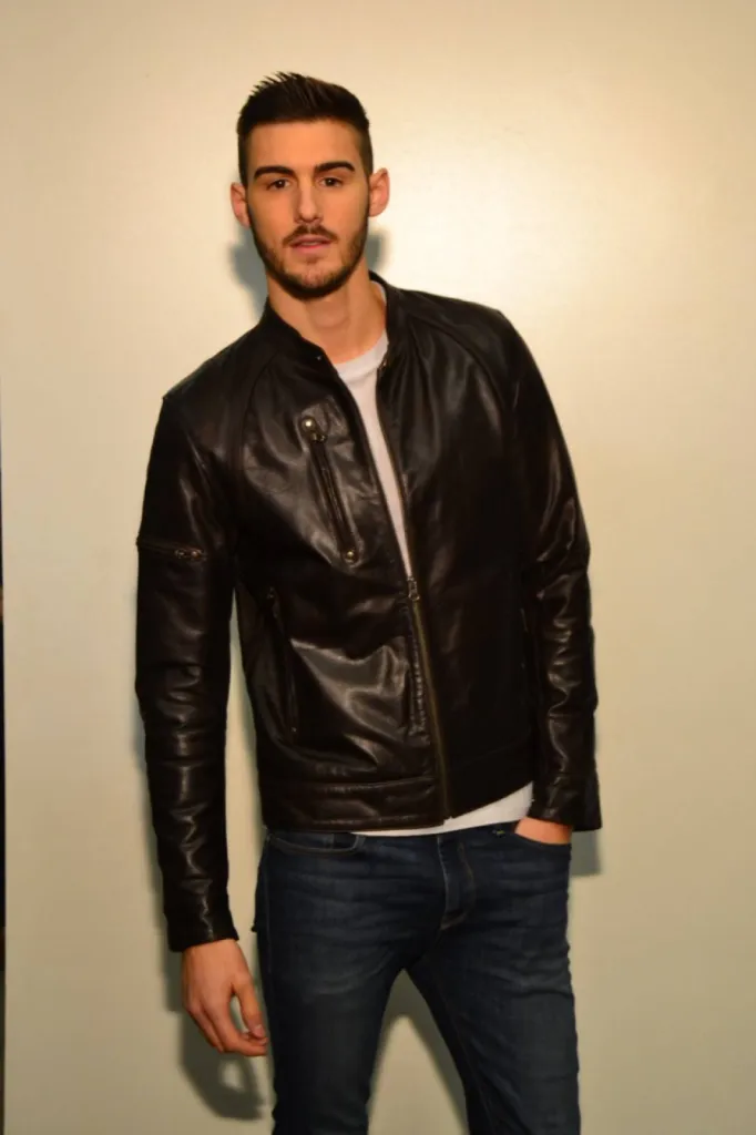 blouson cuir noir homme