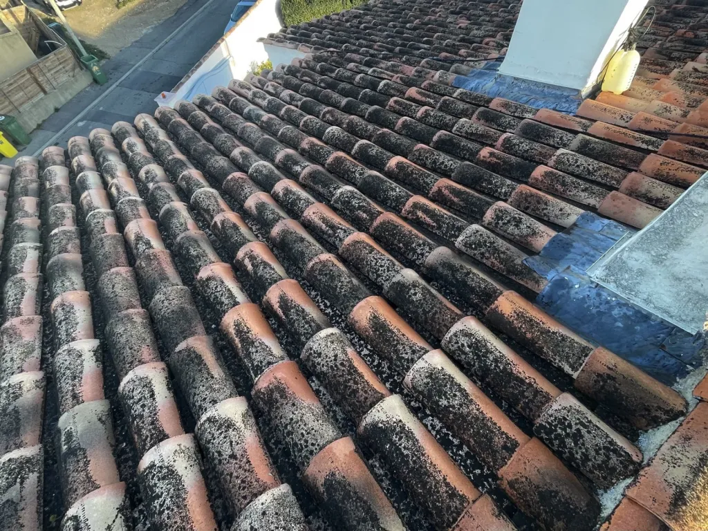 Intervention de couvreur pour un nettoyage de tuiles de toiture de maison près de Aix en Provence 