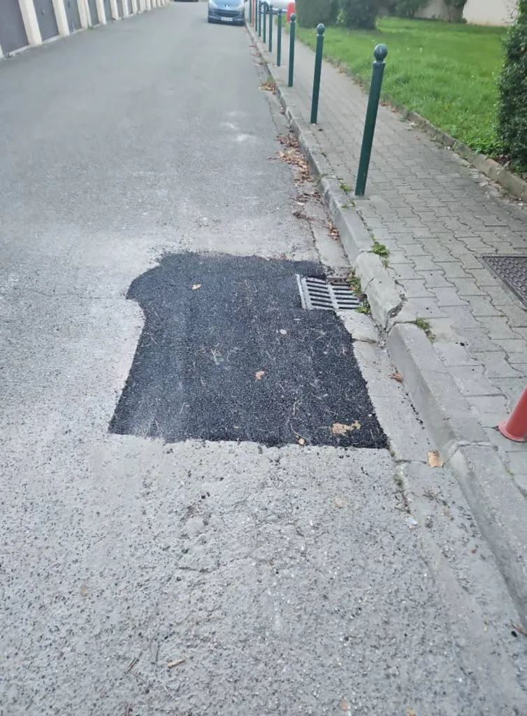 Entreprise de terrassement à Lyon: devis pour reprise d'enrobés dans une grande copropriété à Caluire et Cuire : entrée d'immeuble, accès au parking et chemins piétons