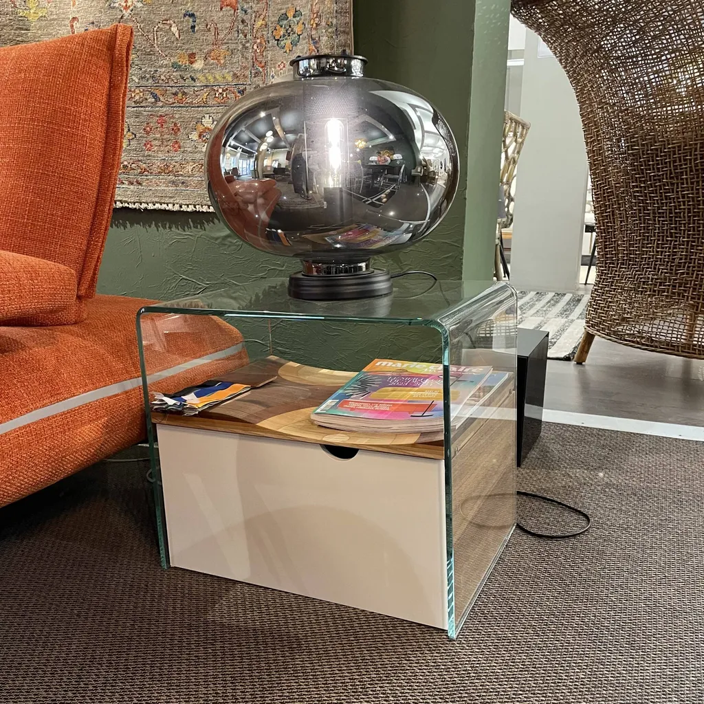 Bout de canapé bois et verre