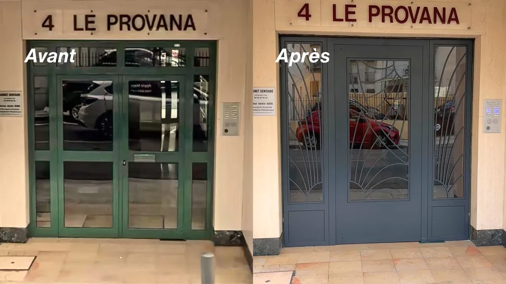 Installation d'une porte d'entrée d'immeuble sur mesure à Nice : Sécurité et Design Alu