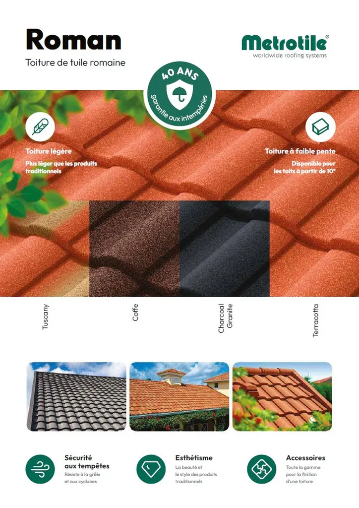 Les tuiles métalliques romaines METROTILE ROMAN