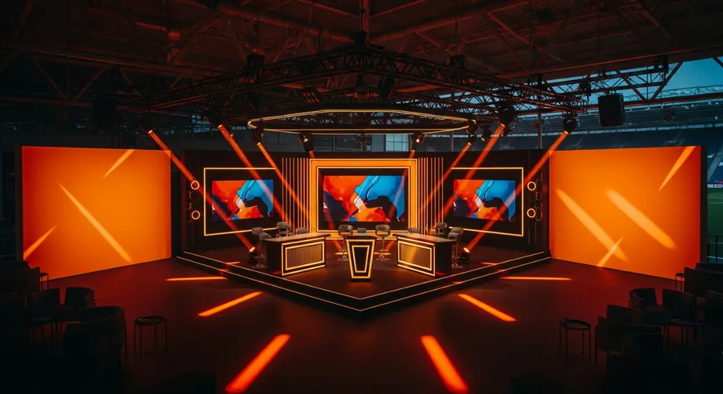 Scénographie complète du Séminaire Top Team Orange à l'Orange Vélodrome de Marseille avec plateau, mise en lumière et habillage de scène