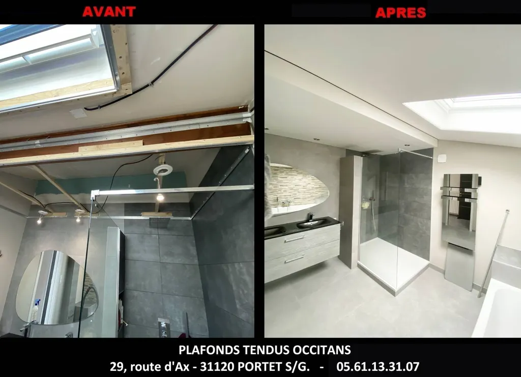 AVANT / APRES - Plafonds Tendus Occitans Toulouse - Chantier Montgiscard