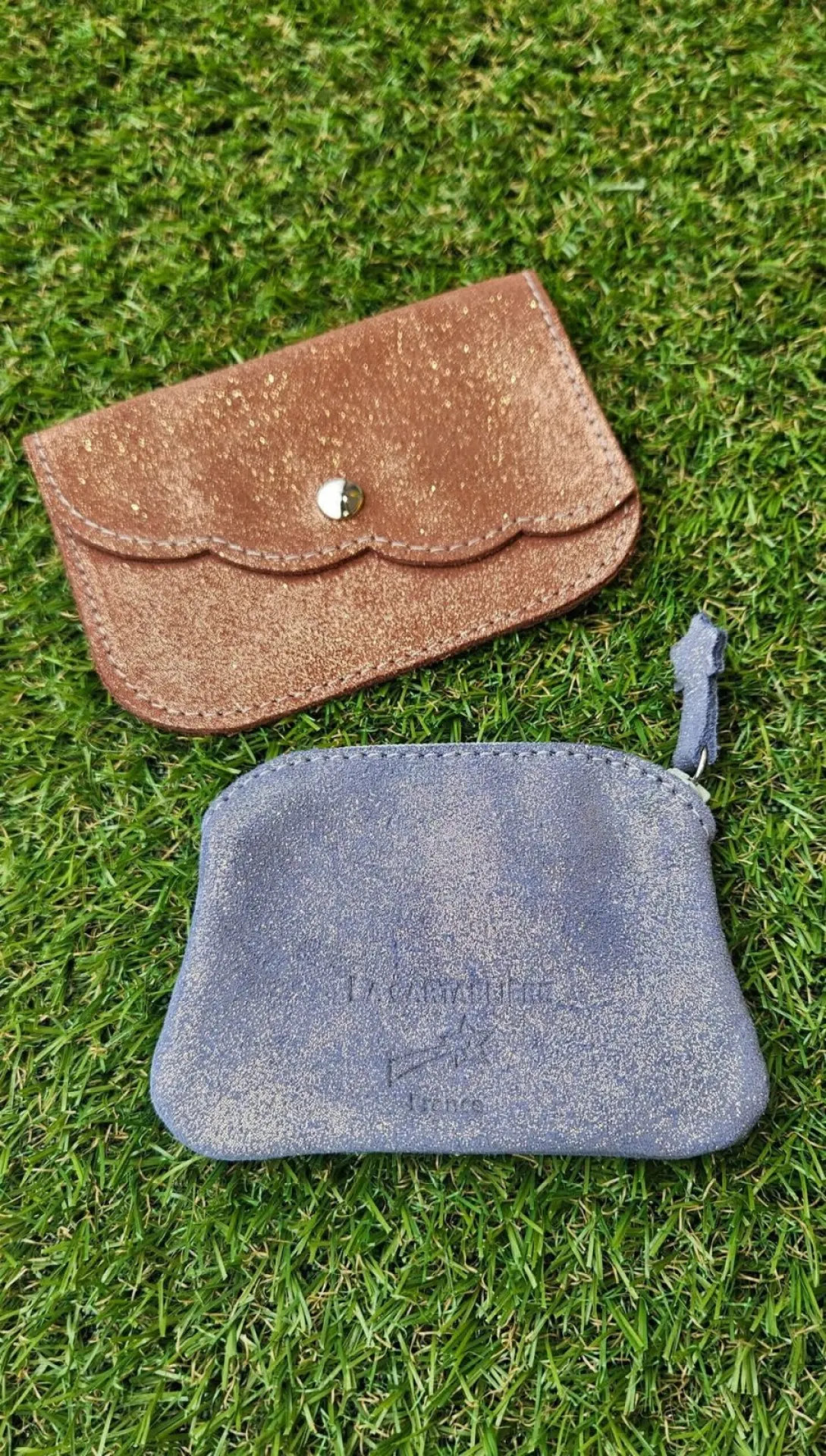 Porte-monnaie cuir pailleté La Cartablière disponible chez Evasion Eu