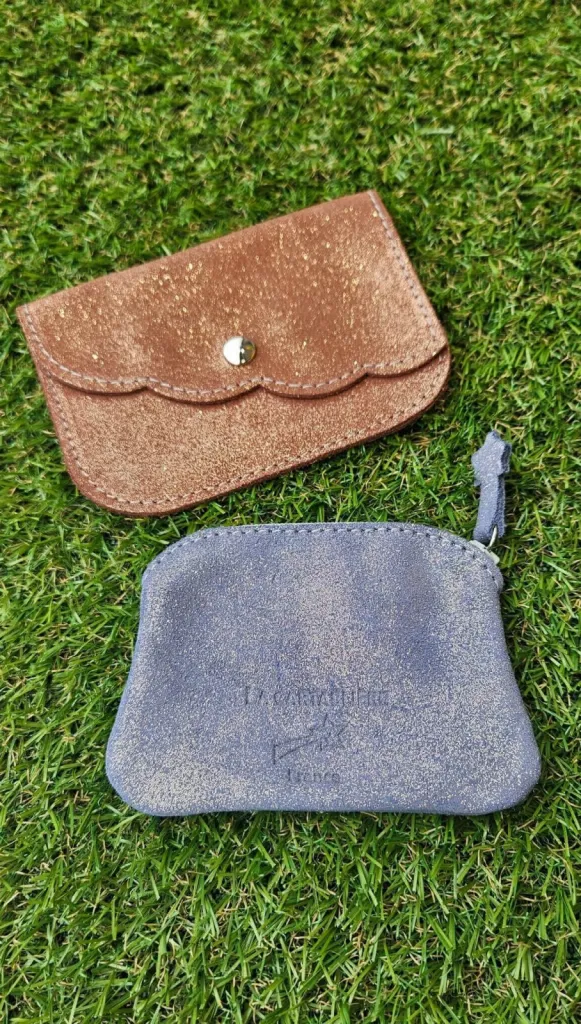 Porte-monnaie cuir pailleté La Cartablière disponible chez Evasion Eu